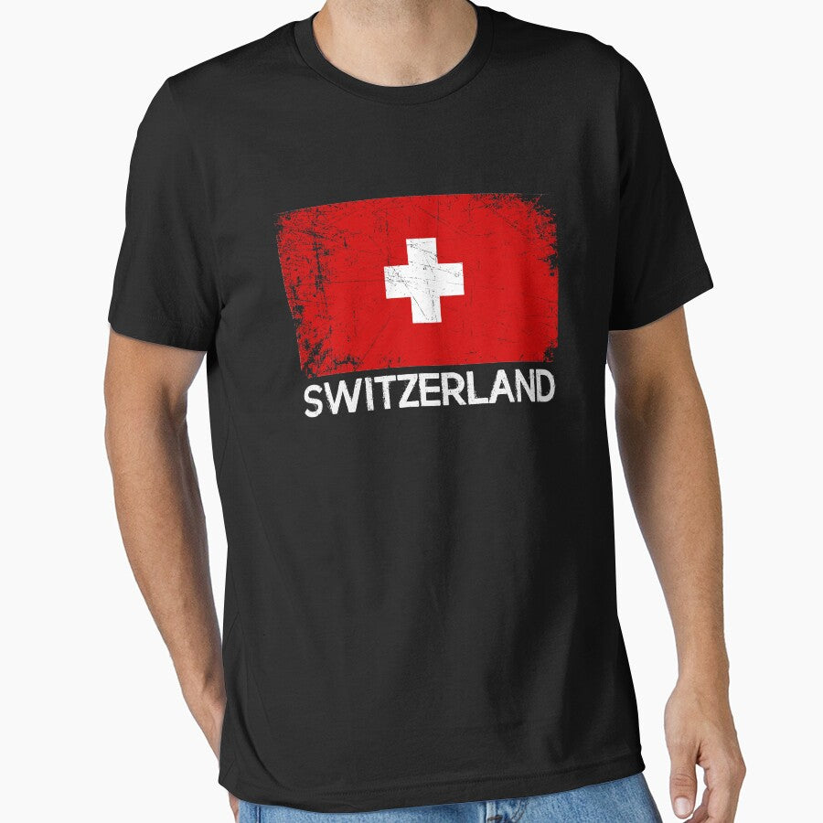 Swiss Flag Design | Vintage Made In Switzerland Gift by melsens