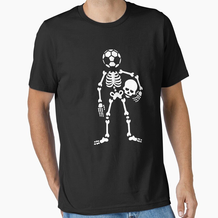 skeleton soccer ball head holding skull Halloween football hooligan by LaundryFactory
