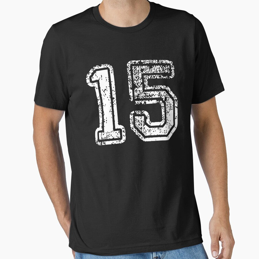 Sport Team Jersey 15 T Shirt Football Soccer Baseball Hockey Basketball Fifteen 15 015 Number by arcadetoystore