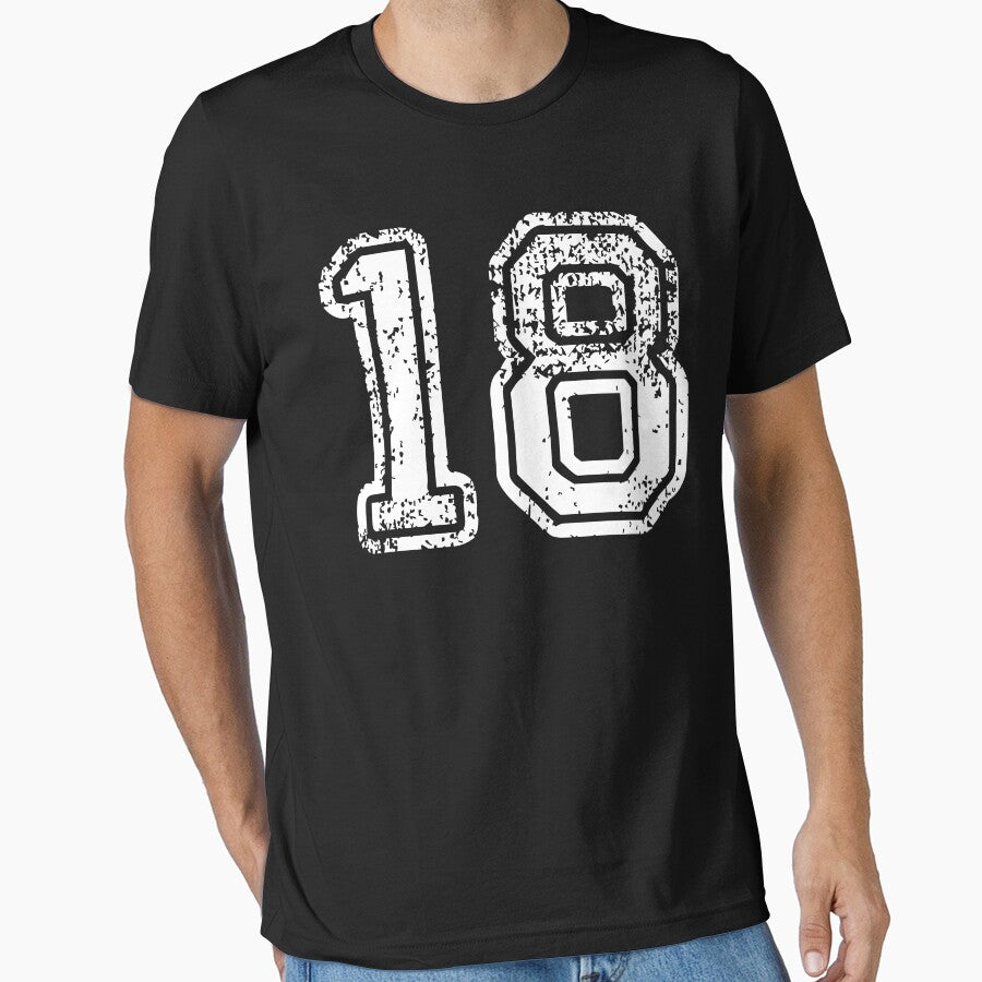 Sport Team Jersey 18 T Shirt Football Soccer Baseball Hockey Basketball Eighteen 18 018 Number by arcadetoystore