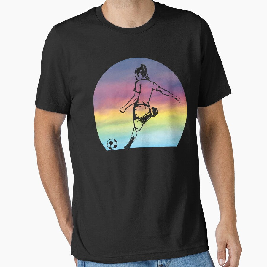 Women's Soccer Silhouette Retro Sunset Girls Soccer Player by MintedFresh