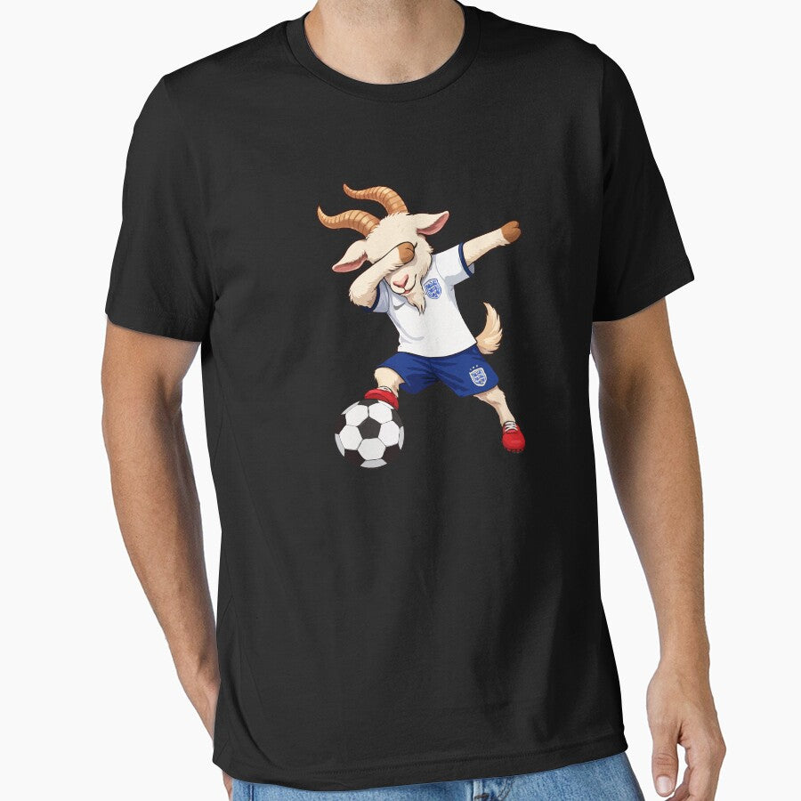 England GOAT Soccer Player Dabbing – Funny England Football Mascot Cartoon Art by BrainBubbleArt