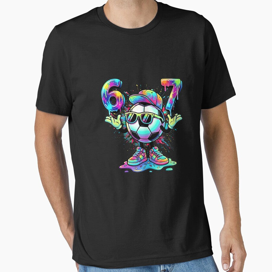 Colorful Soccer 67 Six Seven Drip Art Shirt by LashondaGreen89