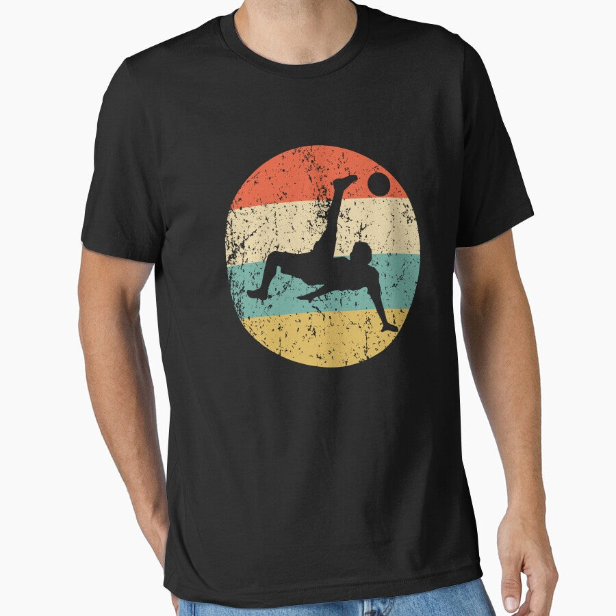 Soccer Player Bicycle Kick Silhouette Retro Sports by ReallyAwesome