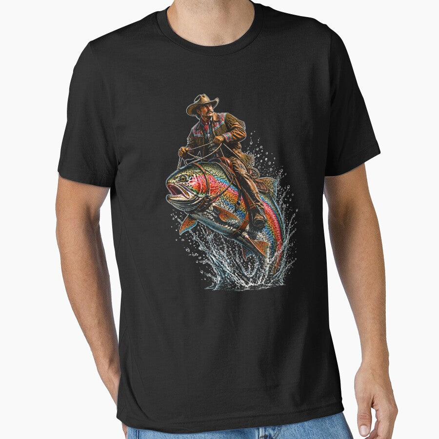 Vintage Cowboy Riding Trout Western Fishing Retro Vintage by will freed18