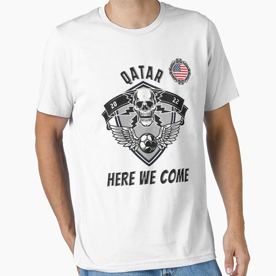 Qatar Here We Come USA Vintage 2022 For Soccer Supporters Men Women by JooArtPrints  ★★★★★