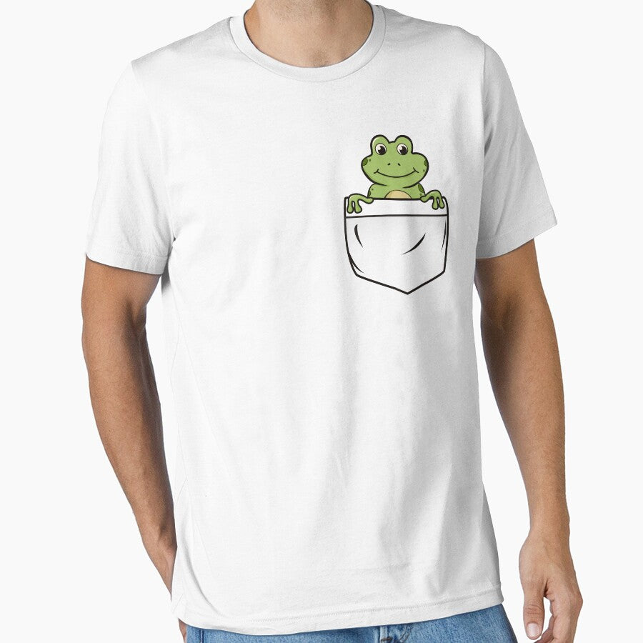 Cute frog in a pocket.  Cottagecore aesthetic frog by HopItStudio