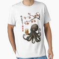 Octopus with Beer – Japanese Ink Art Style Design by Arcaucil