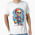 cute cartoon skull playing soccer. by wplamkung