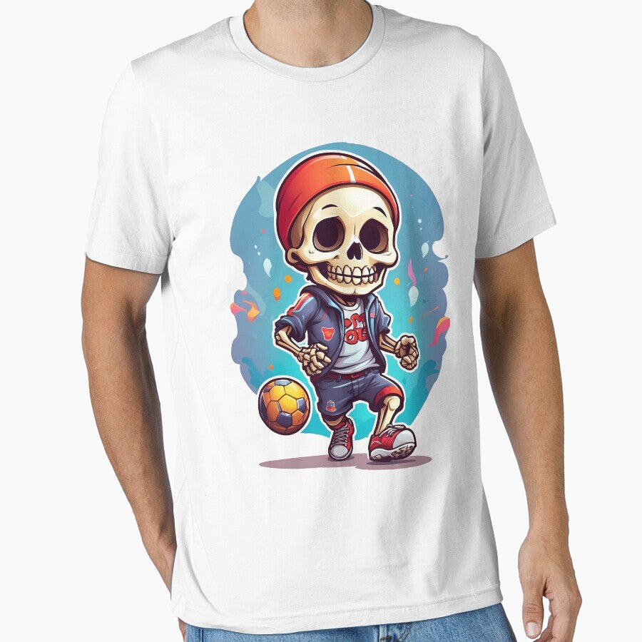 cute cartoon skull playing soccer. by wplamkung