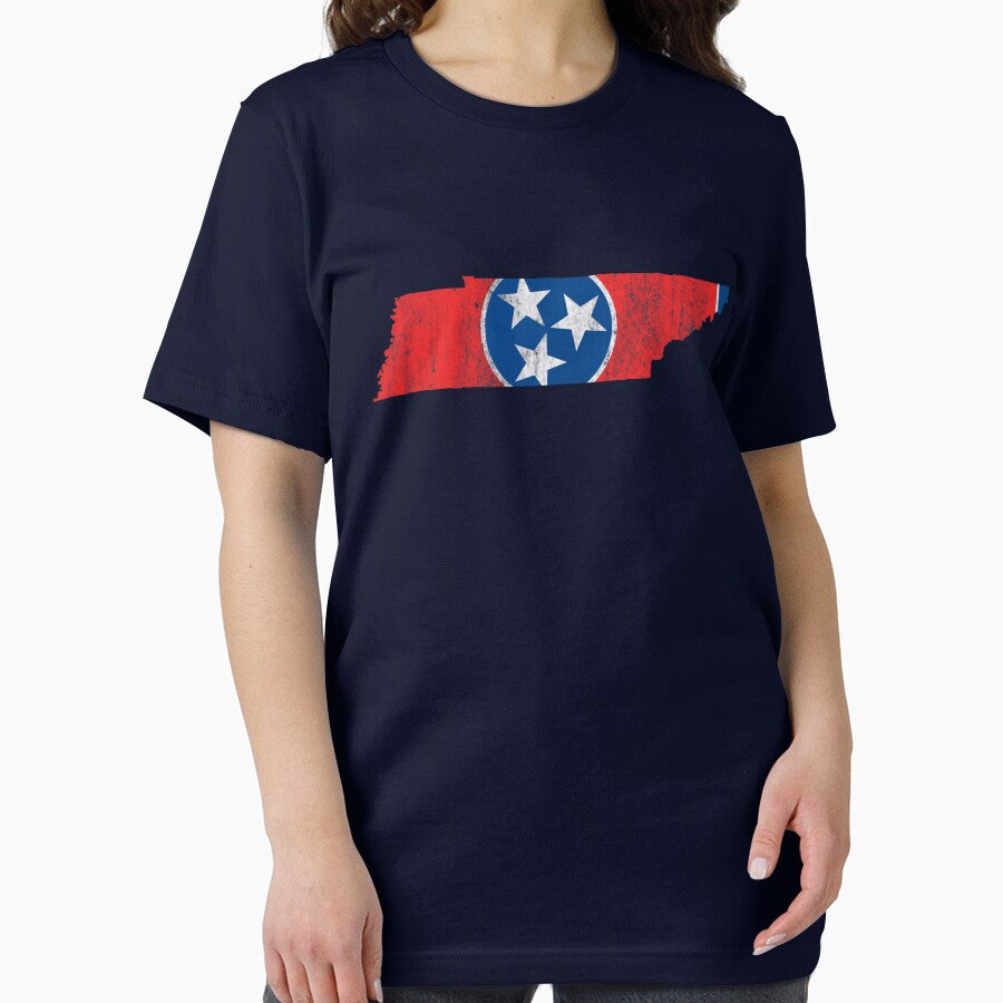 Distressed Volunteer State Tennessee Flag Map Shirt Gear by DynamicDesign