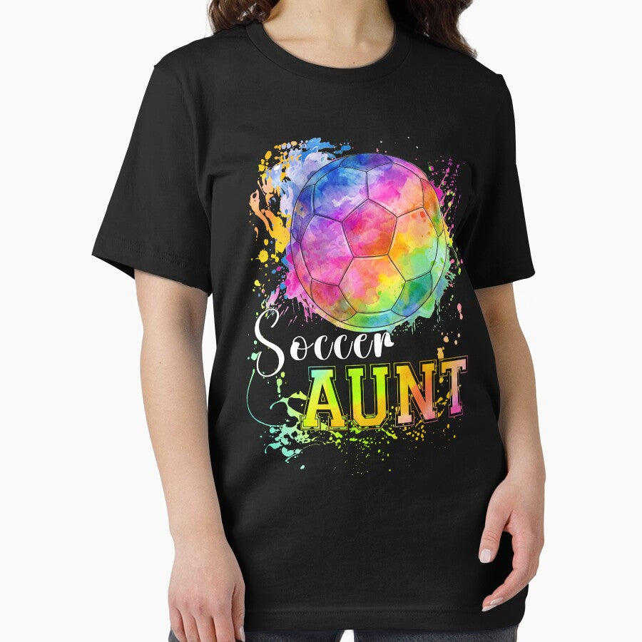 Rainbow Watercolor Soccer Aunt Tee by LarryMBrown