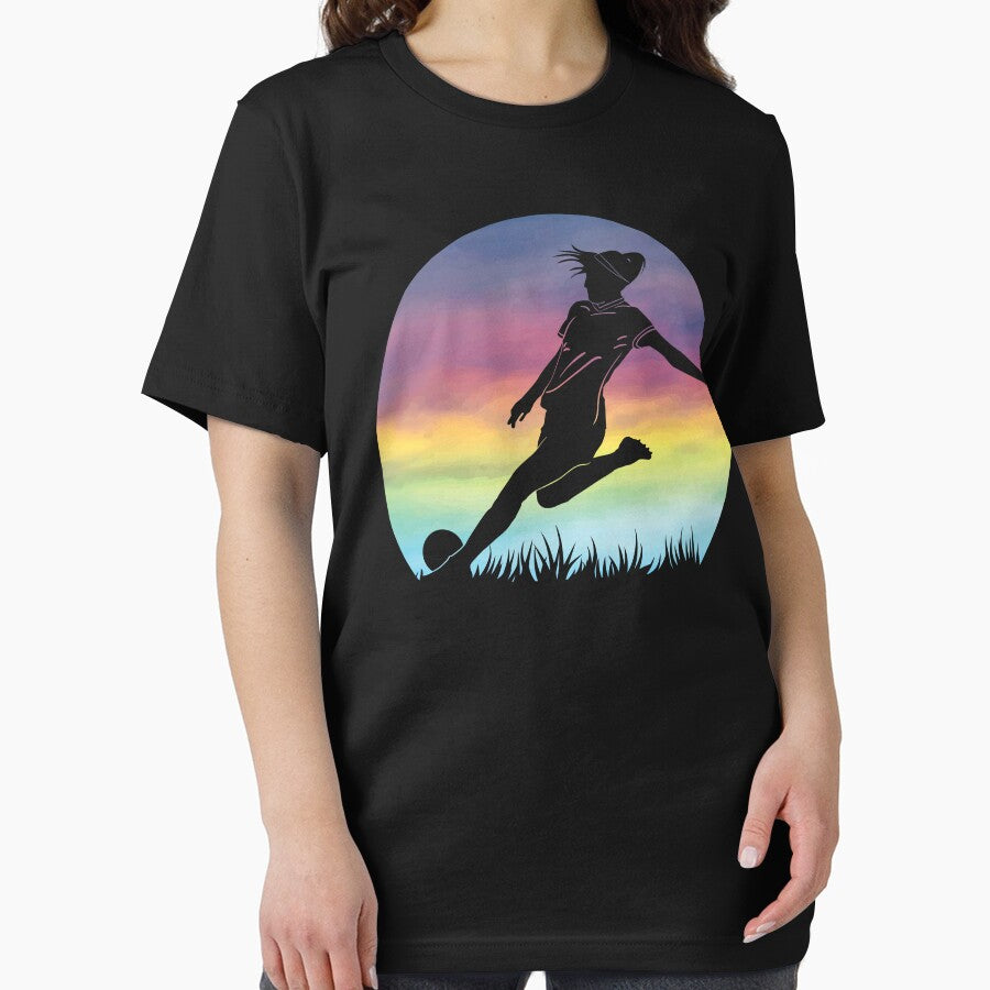 Women's Soccer Silhouette Colorful Retro Sunset Girls Soccer by MintedFresh