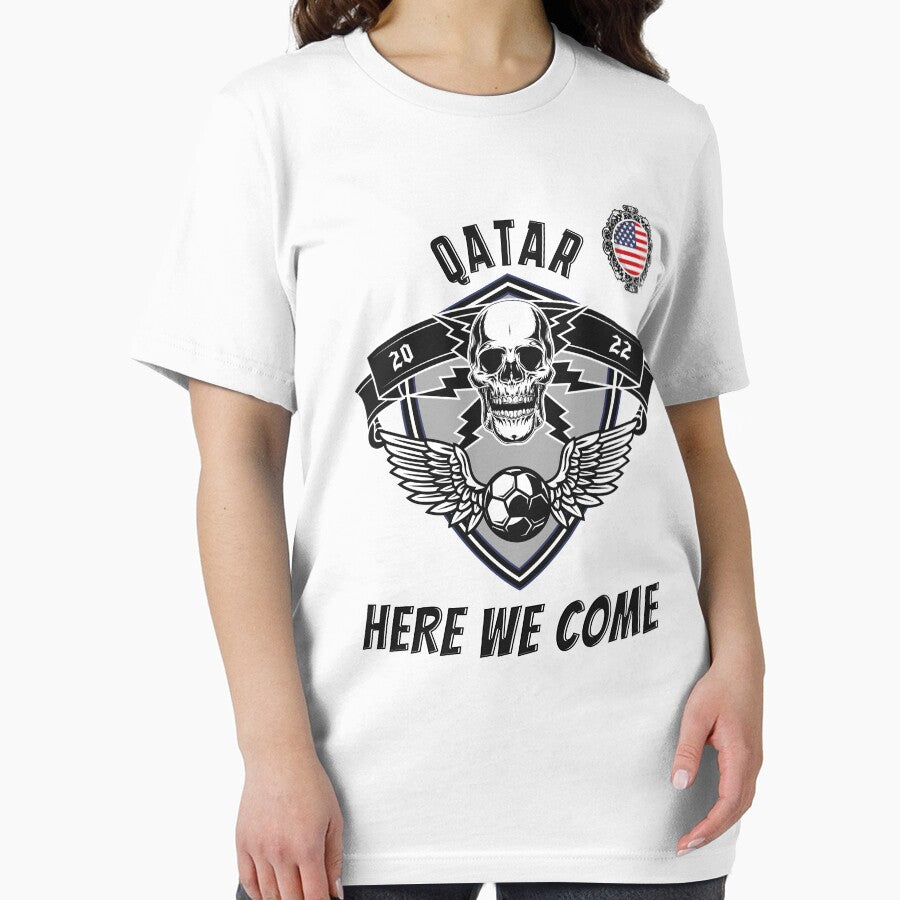 Qatar Here We Come USA Vintage 2022 For Soccer Supporters Men Women by JooArtPrints  ★★★★★