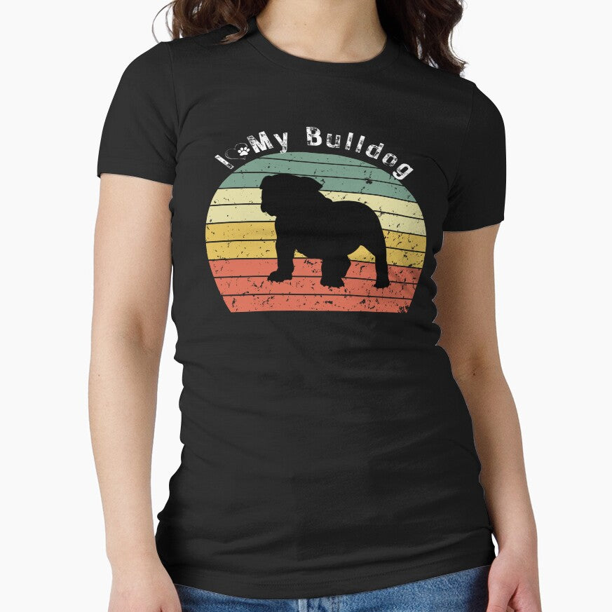 Retro Sunset I love My English Bulldog by Drnksuzys