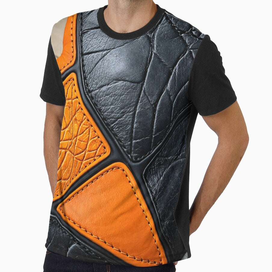 Luxury Black and Orange Leather Geometric Pattern by Kaleidoscope Print