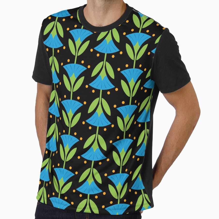 Retro Blue Trumpet Flower Pattern by kjeppson