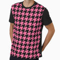 Pink Black Houndstooth Pattern Design by PatternTitan