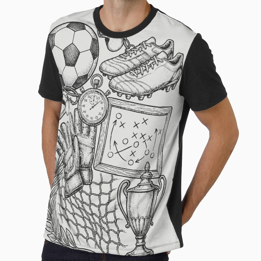 Classic Soccer Gear - Vintage Black Ink Engraving by DigitalGlade