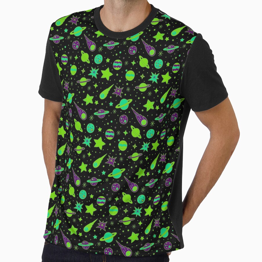 Space, Planets and Stars in Shades of Green by madtoyman