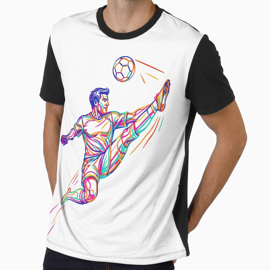 Play With Passion – Colorful Soccer Player Line Art by pixelated_echoes