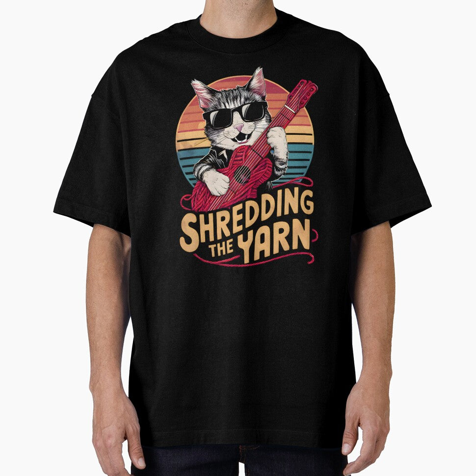 Shredding The Yarn Cat Guitar And Yarn Pun by ILOVEART247