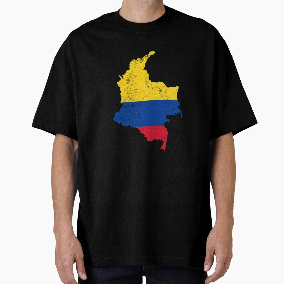 Colombia Flag map tshirt distressed vintage by farhanhafeez