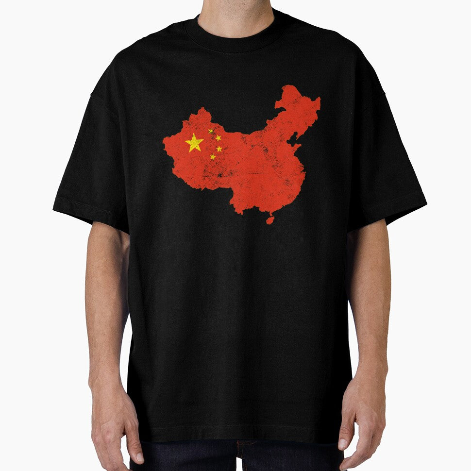 China Flag Map tshirt distressed vintage by farhanhafeez