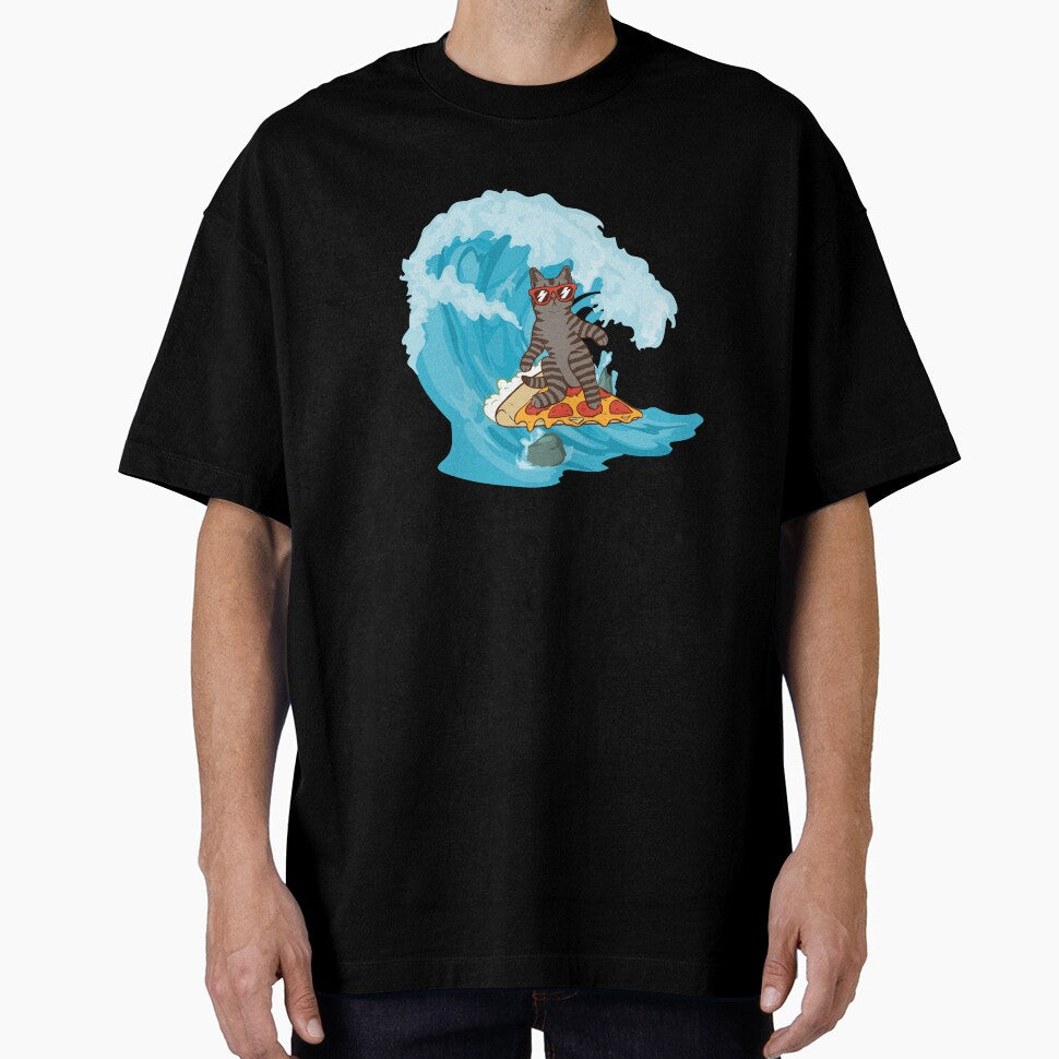 surfing pizza cat by Purrs & Snuggles Designs
