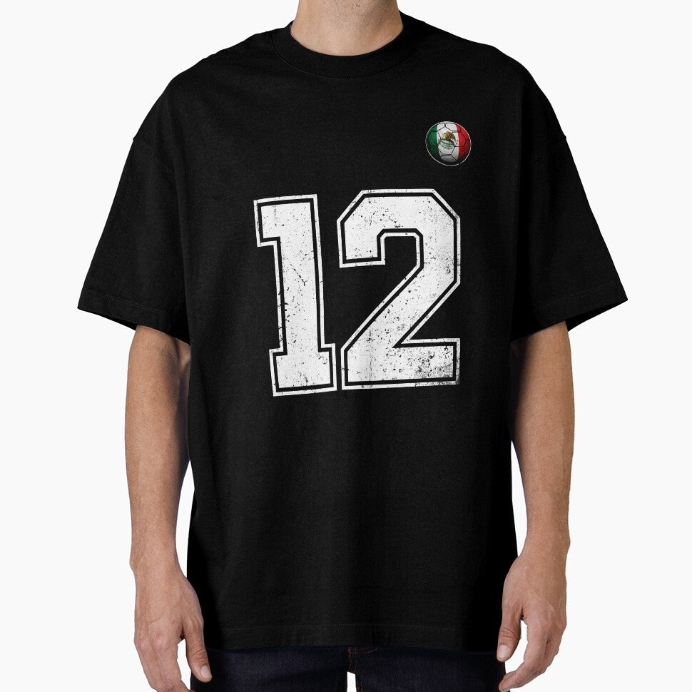Number 12 Mexico Flag Football Fan by BernoNickel