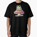 Cute Froggie Sipping Tea on Mushroom Sticker by RACreationz