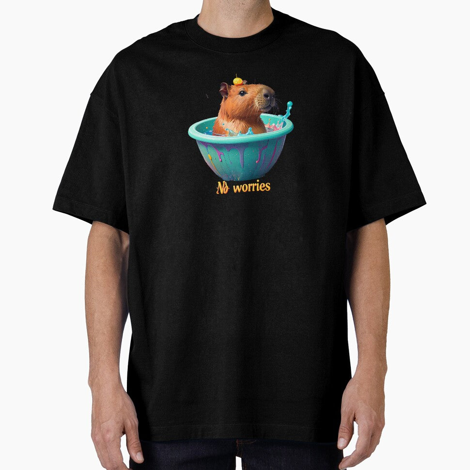No Worries Cute Capybara Orange Fruit Figure by icemanphotos