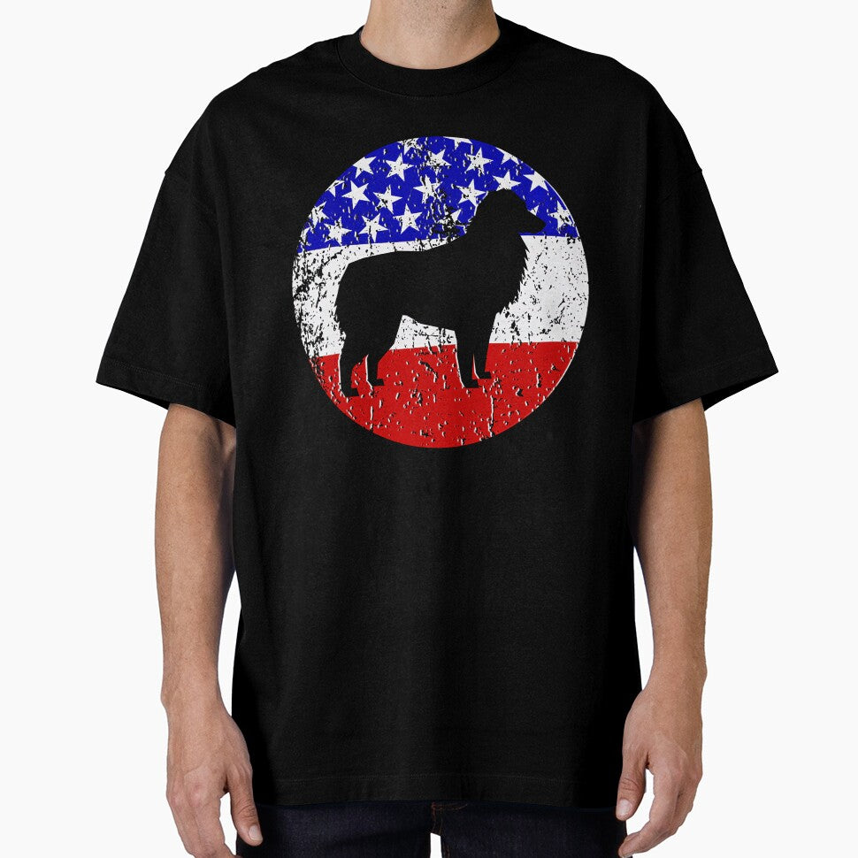 American Flag Australian Shepherd Vintage Retro Aussie Dog Tee Gift Love by BargerStore