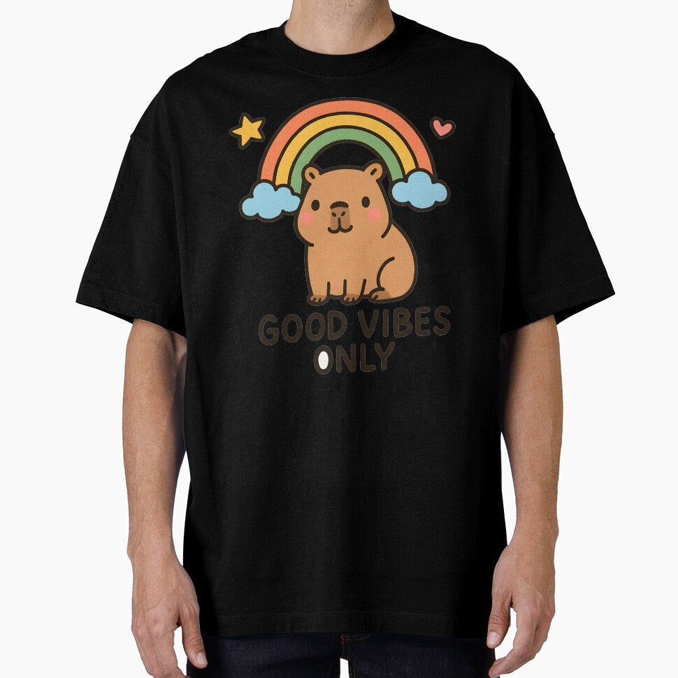 Good Vibes Only Cute Capybara Rainbow by Mikeb233