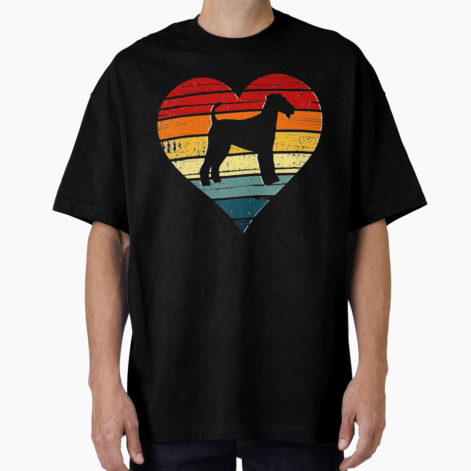 Airedale Terrier Dog Vintage Retro Heart Mom Gift Valentines Tee Gift Love by BargerStore
