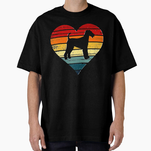 Airedale Terrier Dog Vintage Retro Heart Mom Gift Valentines Tee Gift Love by BargerStore