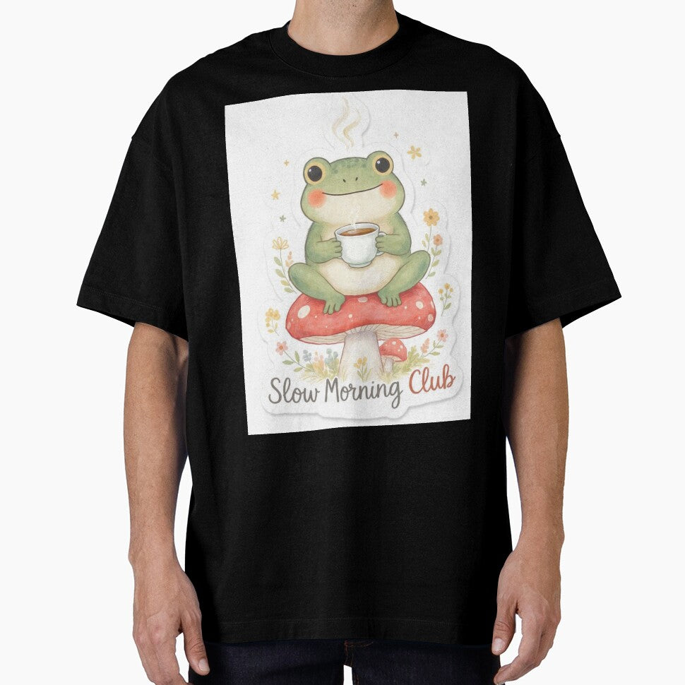 Cute Frog Tea Sticker – Slow Morning Club Cottagecore Frog Aesthetic Sticker by Utsav kadia