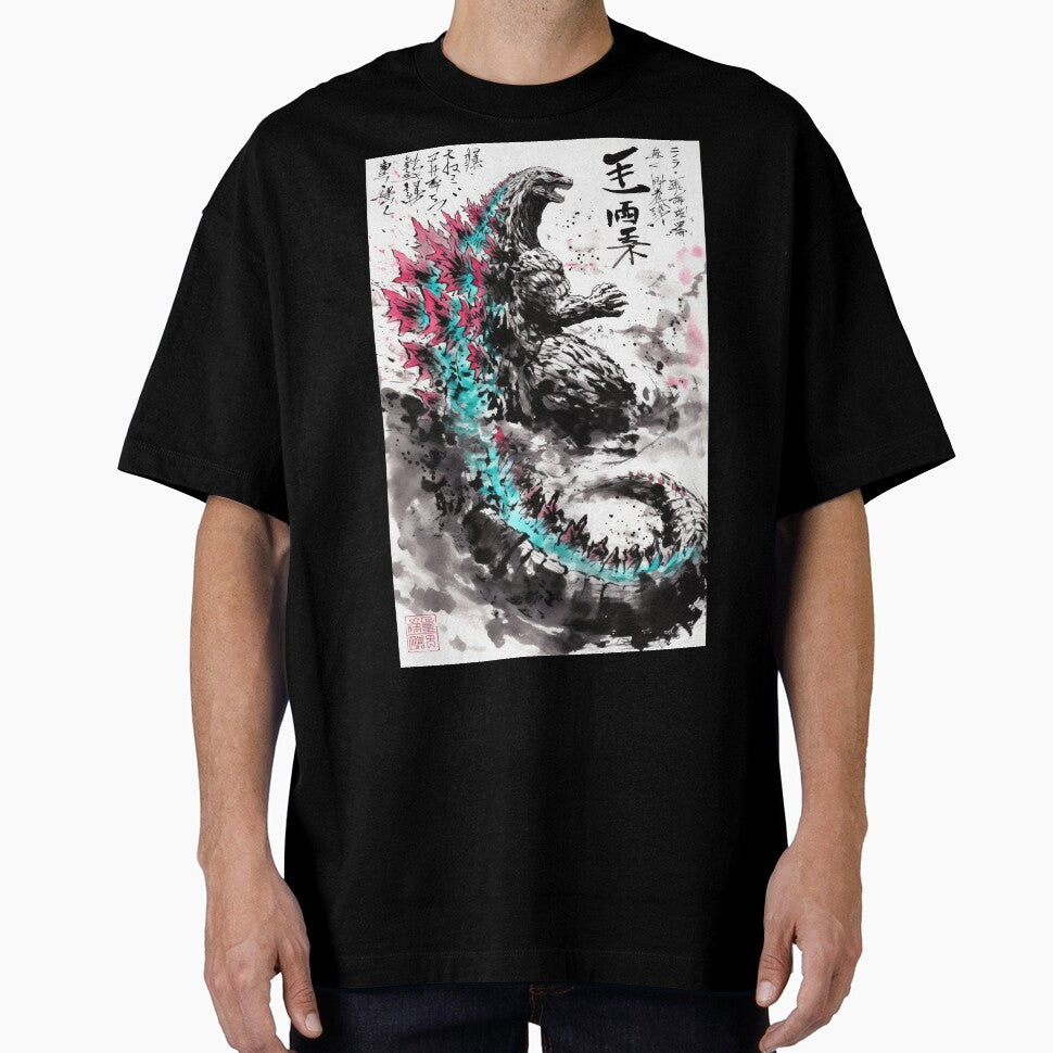 Atomic Neon Godzilla Sumi-e by AnimeArsenalPrints
