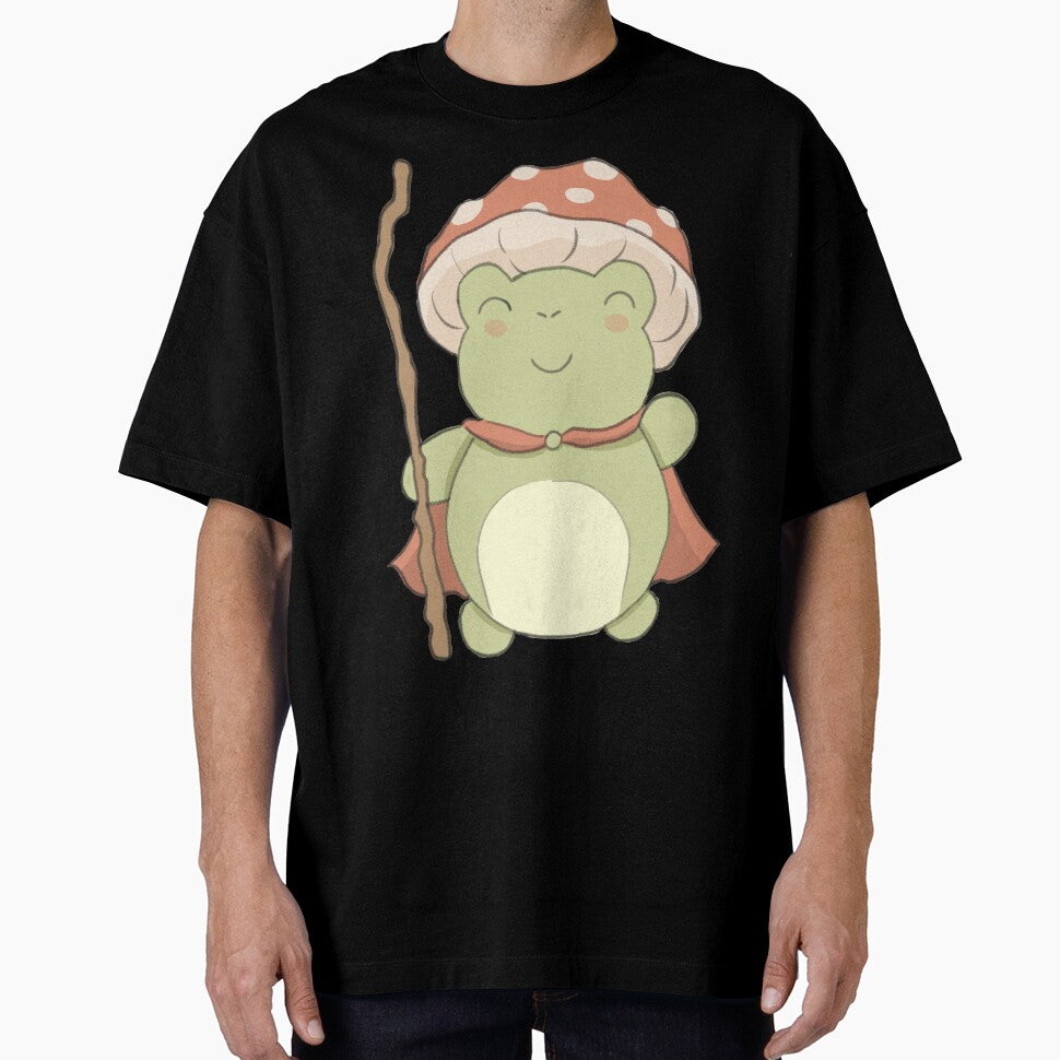 Cute cottagecore frog illustration with mushroom hat by NeurodiverseTea