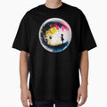 The child is silhouetted against the space, which is filled with balloons by aipaint