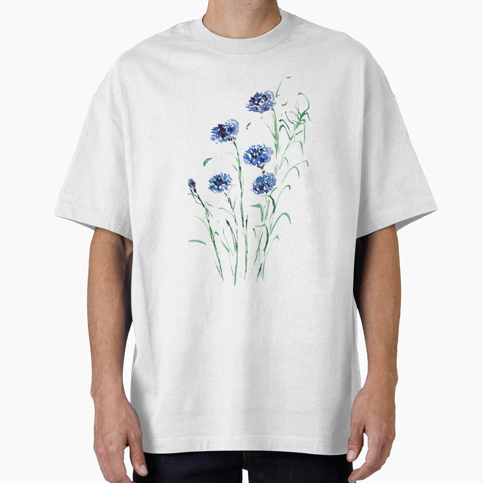 Blue Cornflower - Watercolor Wildflowers by PinkBathtubArt