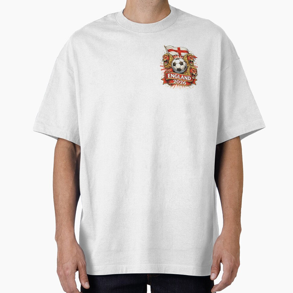 England 2026 – Three Lions Shield Back Print Design by ZEBBEDE - Minimal Streetwear