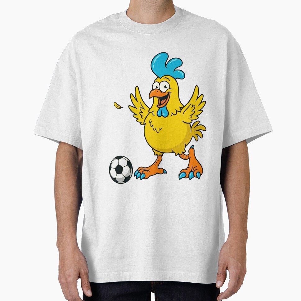 Crazy Funny Chicken Soccer Player Playing Football Cartoon by DH-ArtLab