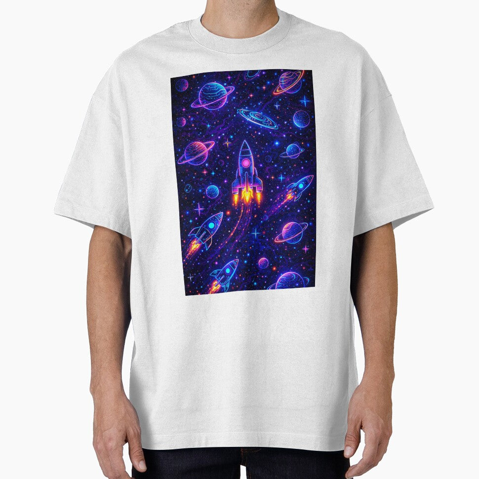 Neon Space Rocket Galaxy Wallpaper | Futuristic Cosmic Aesthetic Art by Expl0rer
