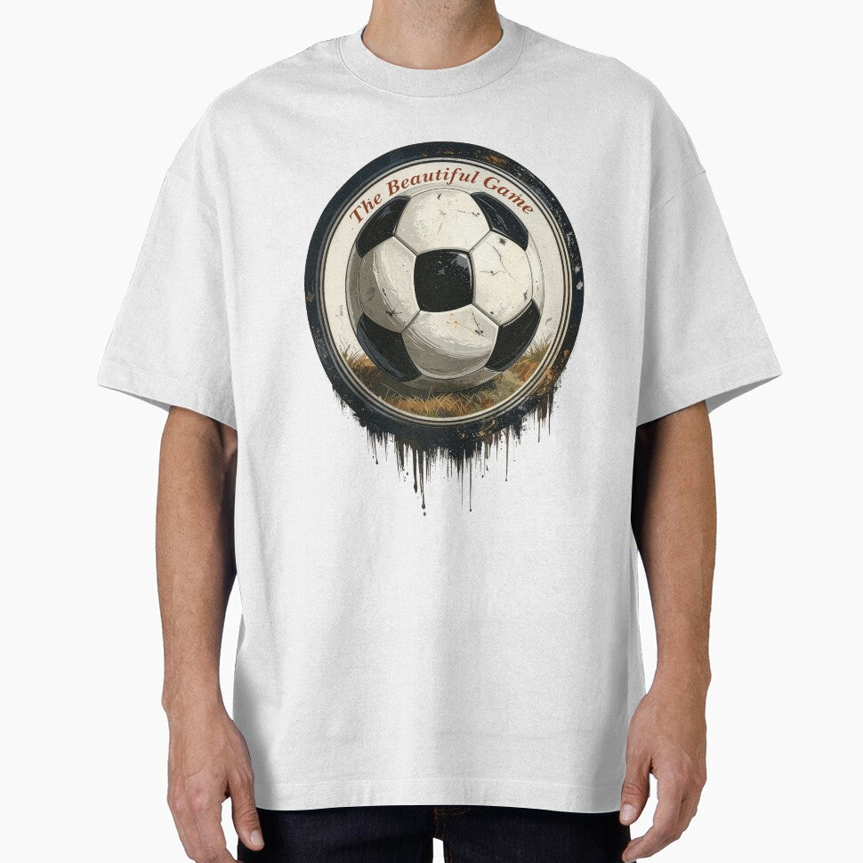 The beautiful game vintage soccer ball emblem distressed football crest retro grunge sports art by icemanphotos