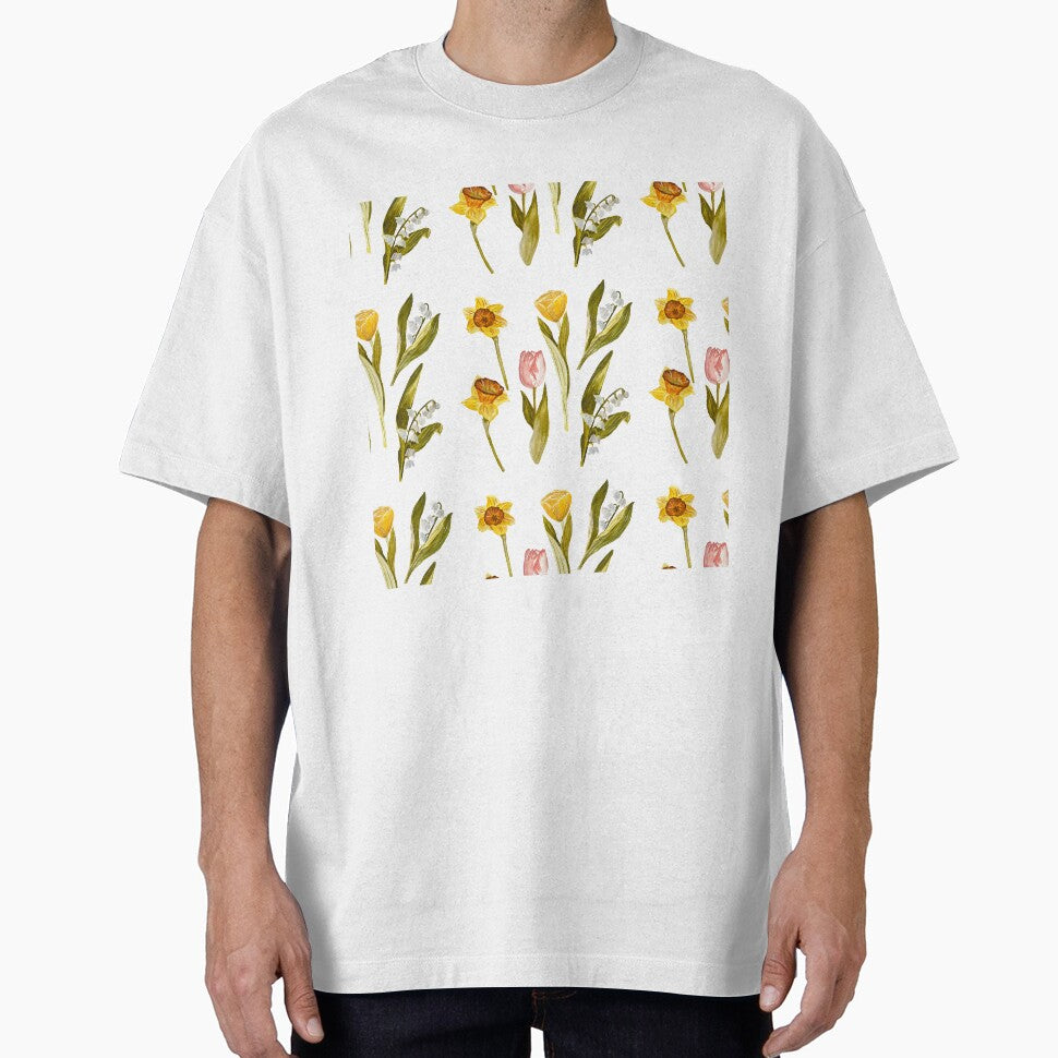 Daffodil tulip snowdrop Easter a seamless pattern by Yana Mustafina | Boho Soulful Designs