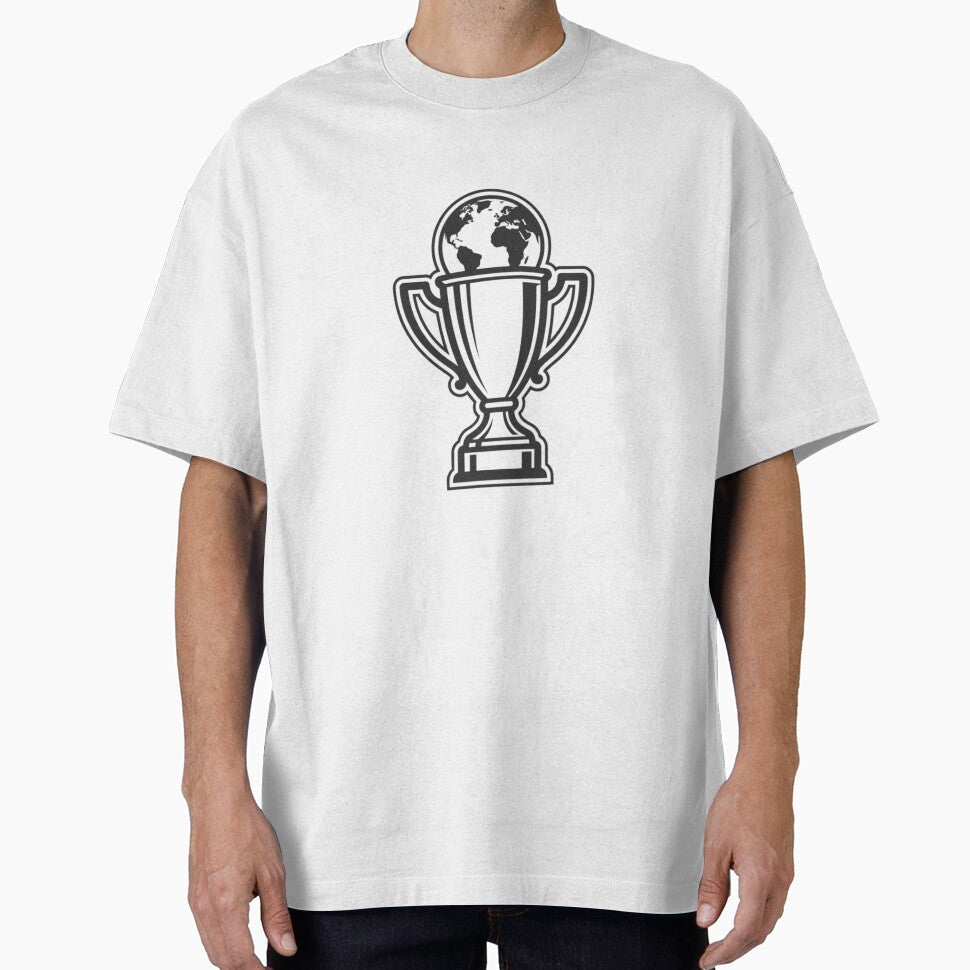 Minimalist Soccer Trophy and Earth Globe Art by M.Store