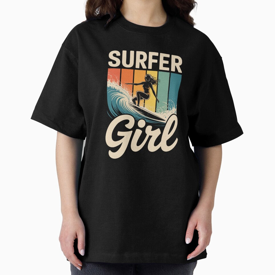 Retro surfer girl vintage beach aesthetic design by CleanDecor