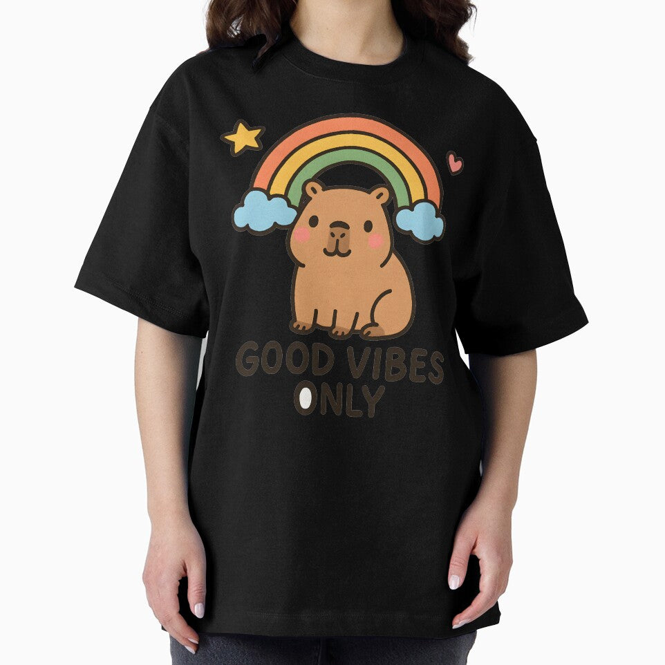 Good Vibes Only Cute Capybara Rainbow by Mikeb233