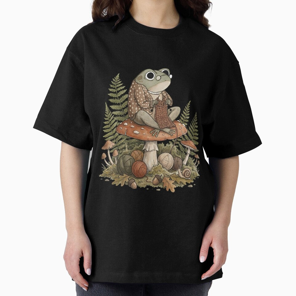 Cottagecore Frog Knitting Shirt Cute Mushroom Woodland Aesthetic Tee - Nature Lover Gift by bendypraetor0f